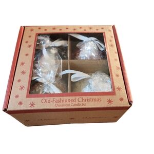 At Home America Old-Fashioned Christmas Ornament Candle Set of 4 NIB